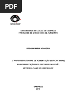 Rosana Maria Nogueira - O PROGRAMA NACIONAL DE ALIMENTAÇÃO ESCOLAR (PNAE) NA INTERPRETAÇÃO DOS GESTORES DA REGIÃO METROPOLITANA DE CAMPINAS/SP
