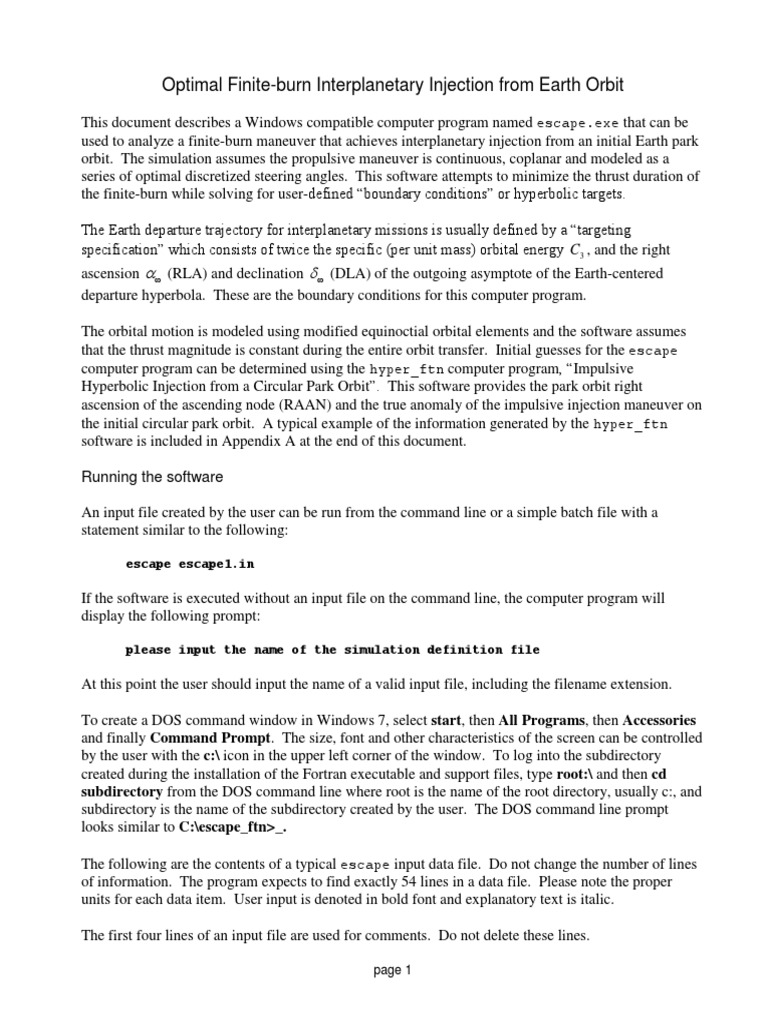 Finite-Burn Interplanetary Injection Tool | PDF | Orbital Maneuver ...