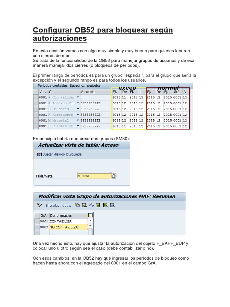 Configuración de OB52 en SAP | PDF | Tabla (base de datos) | Sap Se