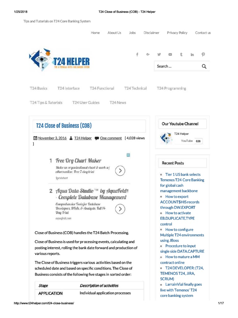 t24 Close of Business Cob t24 Helper | PDF | Business Process ...