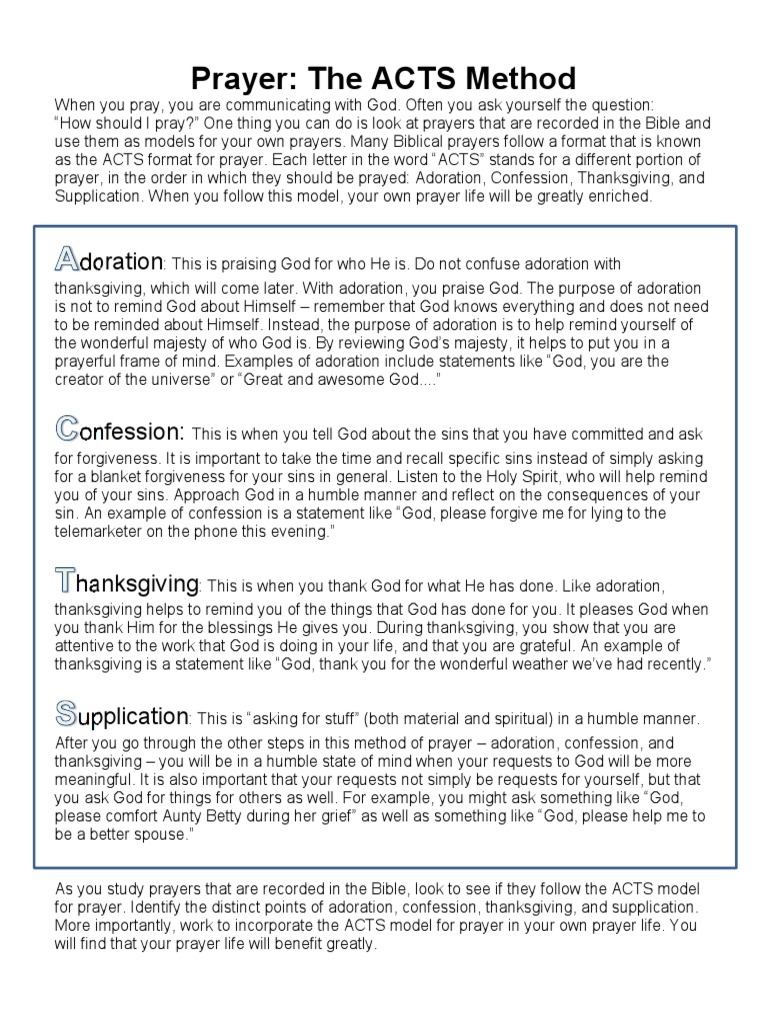 Prayer Format Thanks Giving Confession Intercession