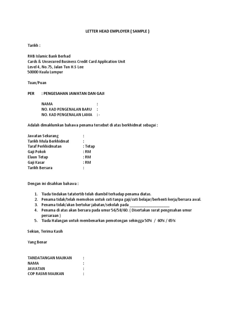 Contoh Karangan Surat Rasmi Untuk Bersara