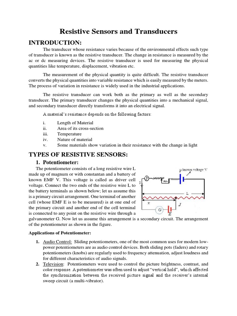 Sensors and Transducers PDF Capacitor Electrical Resistance And