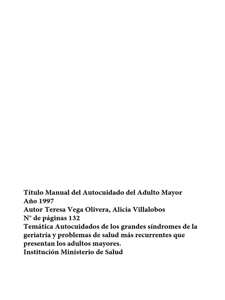 Manual de Autocuidado para Adultos Mayores | PDF | Dormir | Vejez