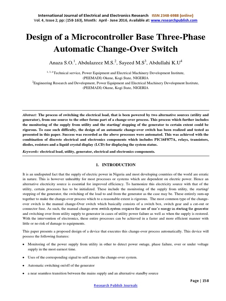 Microcontroller-Based Change-Over Switch | PDF | Rectifier | Power Supply