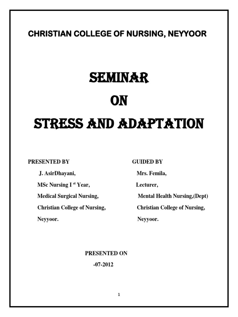 Understanding Stress and Adaptation | PDF | Stress (Biology ...