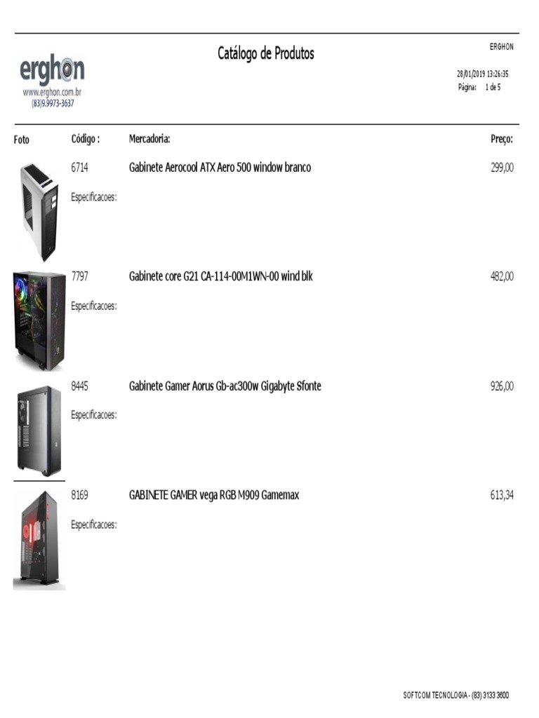 Catálogo de Gabinetes Gamer e ATX | PDF | Natureza | Business