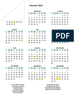 Calendar 2019 o Pagina