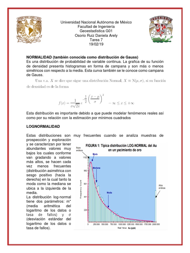 Normalidad y Lognormalidad en Estadística | PDF | Correlación y ...