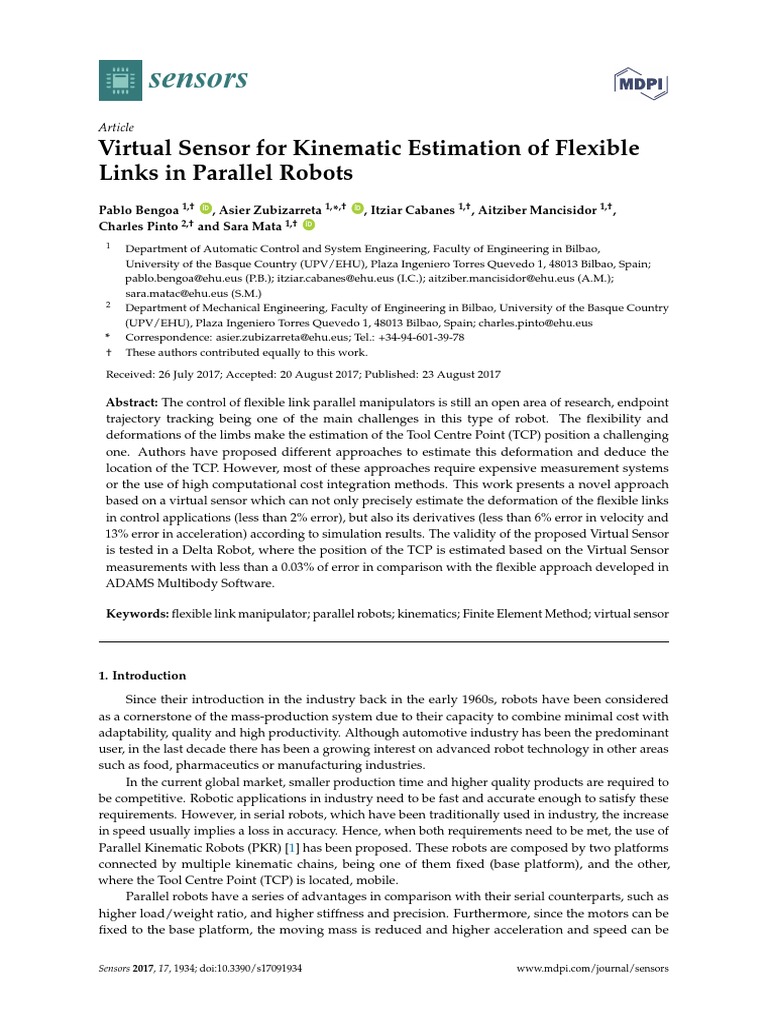 Virtual Sensor For Kinematic Estimation of Flexibl | PDF | Eigenvalues ...