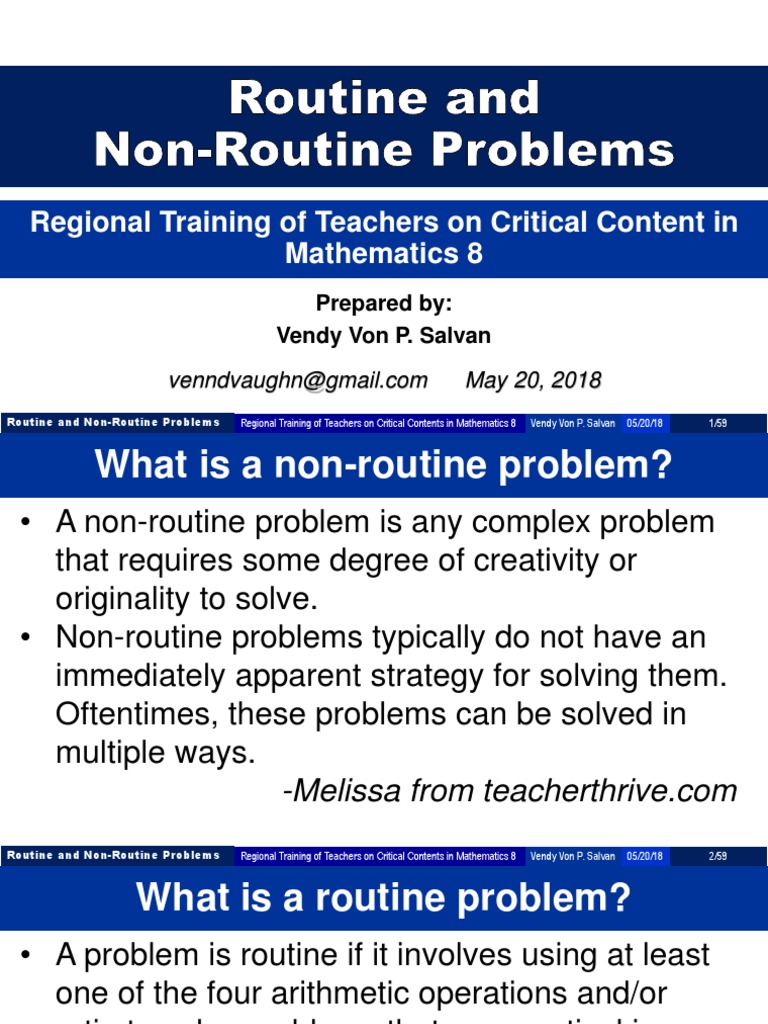 difference between routine and non routine problem solving