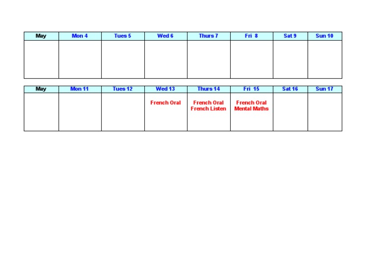 May 2023 Weekly Schedule Overview | PDF | Foreign Language Studies