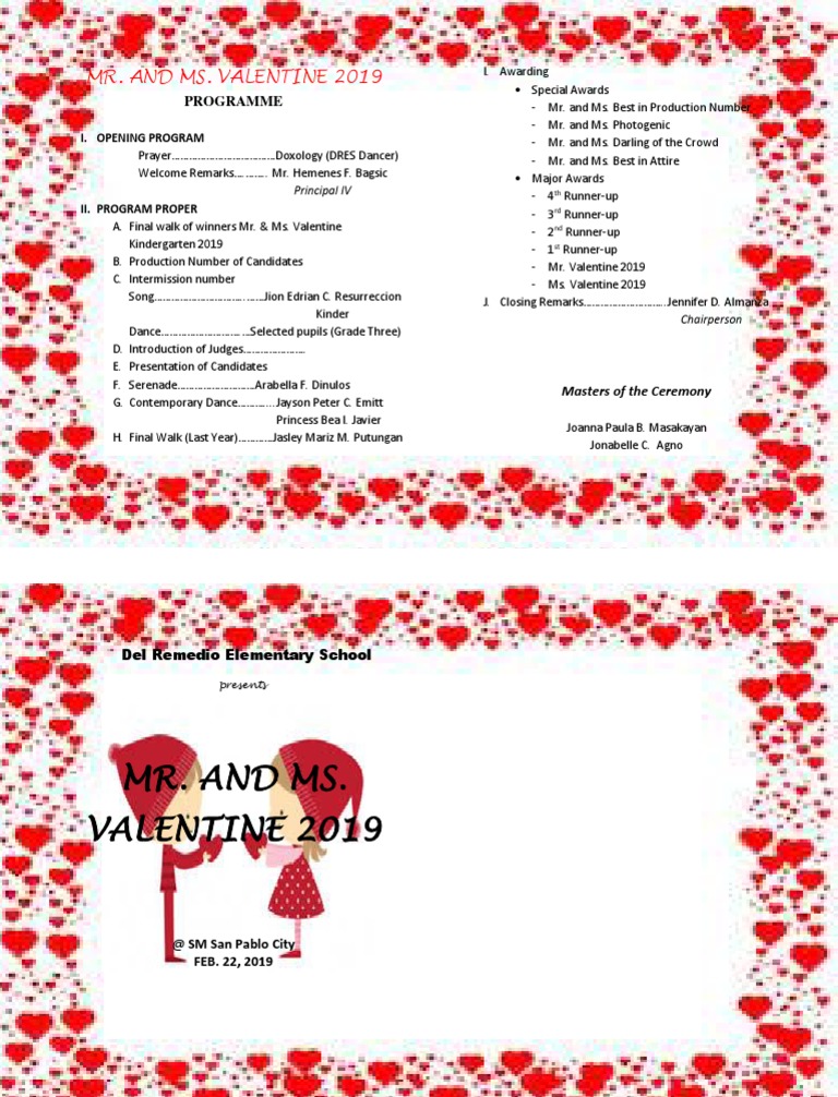 Mr. and Ms. Valentine 2019 Program | PDF