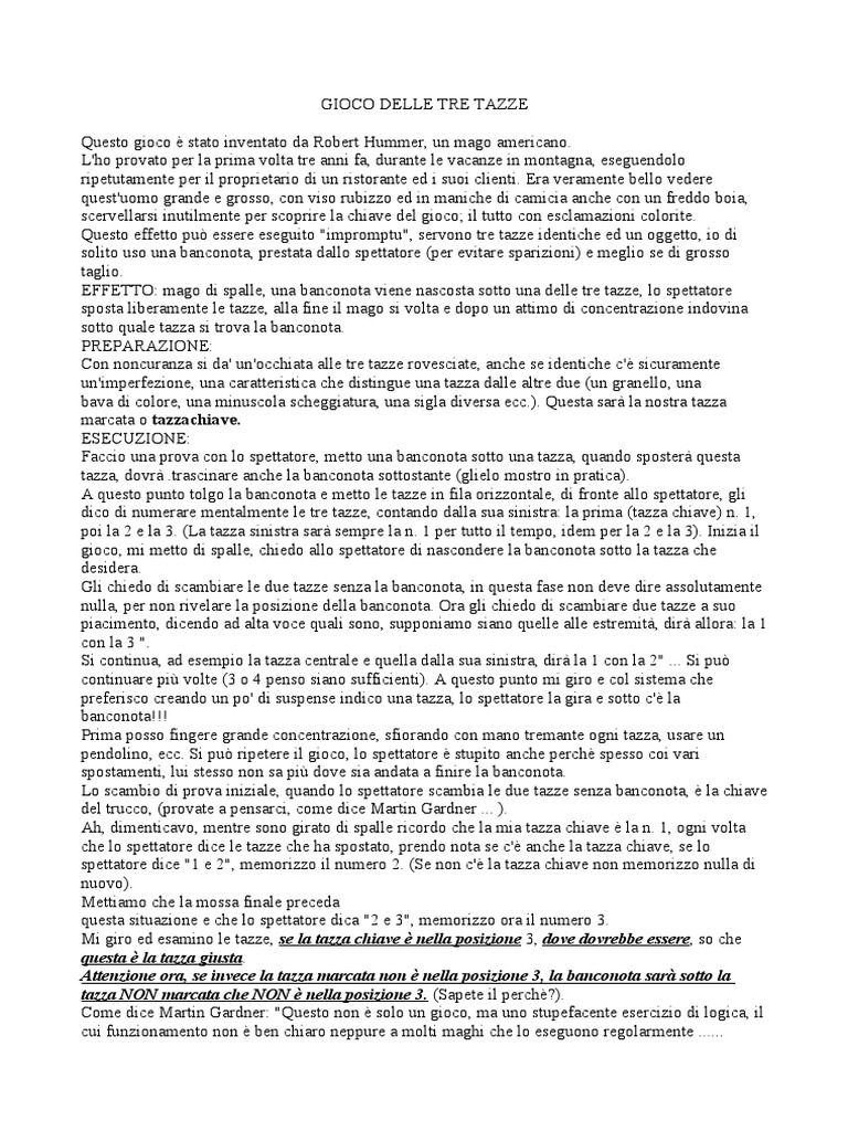Gioco Delle Tre Tazze | PDF