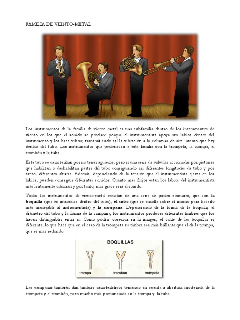 Instrumentos de Viento Metal: Trompeta y Más | PDF | Cuerno francés ...