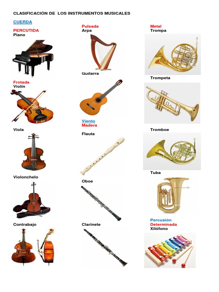privado conducir Adviento Clasificación de Instrumentos Musicales | PDF | Instrumentos musicales |  Instrumentos de cuerda