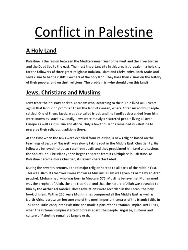 Conflict in Palestine | PDF | Mandatory Palestine | Israel
