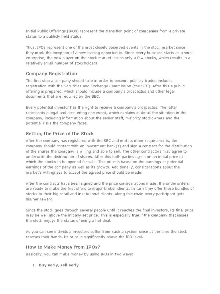 Initial Public Offerings PDF Initial Public Offering Stocks