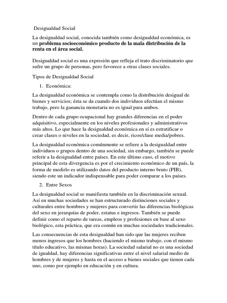 Desigualdad Social | PDF | Desigualdad social | Discriminación y ...