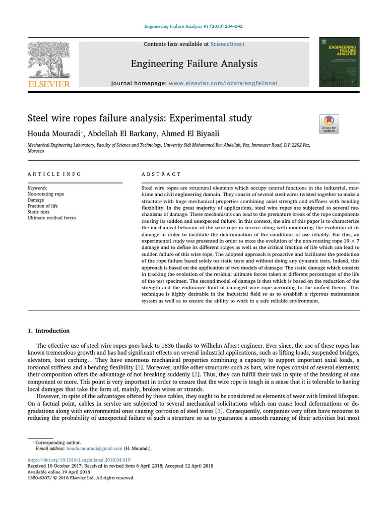Steel Wire Ropes Failure Analysis Experimental Study PDF Rope