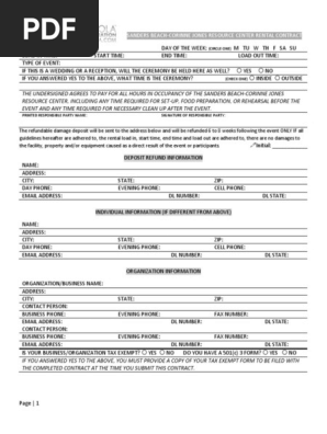 2017 Rental Contract Sanders Beach