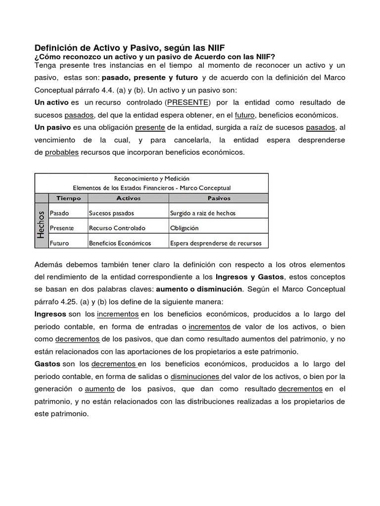 Activo Pasivo y Patrimonio en Niif | PDF | normas internacionales de ...