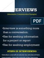 Interviews: (Informative Communication Example)