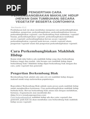 Pengertian Cara Perkembangbiakan Makhluk Hidup