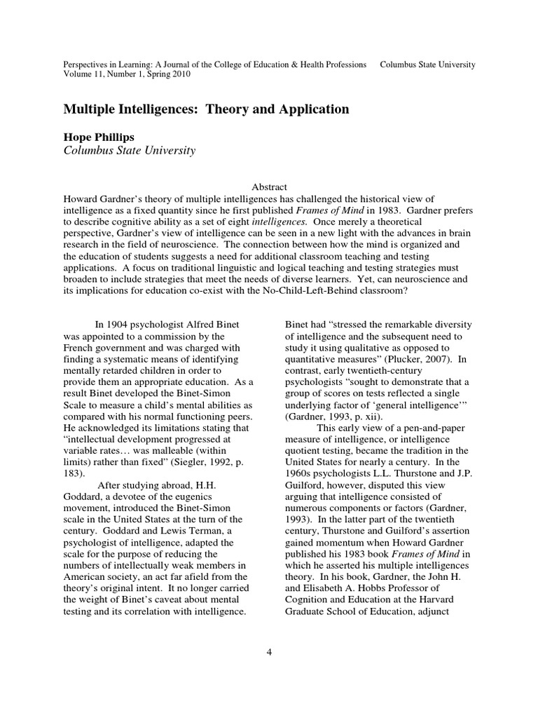 Multiple Intelligences Theory Explained | PDF | Intelligence Quotient ...