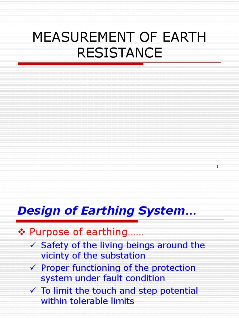 Measurement of Earth Resistance PDF Electricity