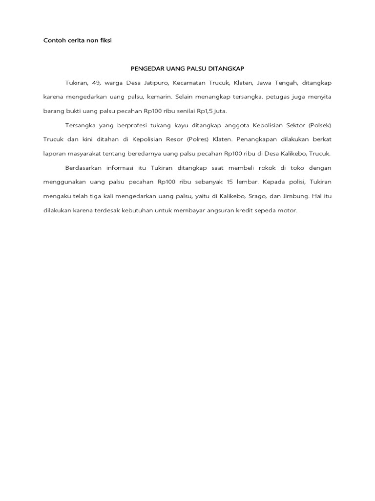 Contoh Cerita Non Fiksi Singkat Dan Jelas