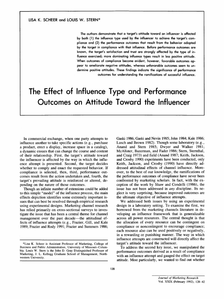 Scheer 1992 | PDF | Attitude (Psychology) | Motivation