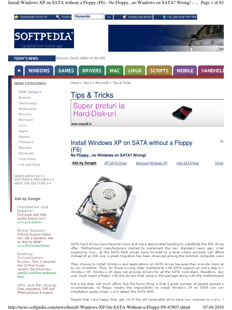 Install Windows XP On SATA Witho | PDF | Microsoft Windows.