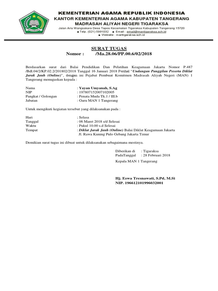 Contoh Surat Tugas Guru Mengikuti Pelatihan Guru Paud