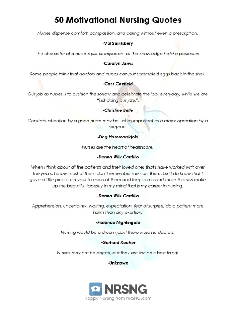 50 Motivational Nursing Quotes PDF | PDF | Nursing | Medicine, image size:768x1024