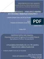 Utilizarea Resurselor Cdi in Cadrul Orelor de Limba Franceza