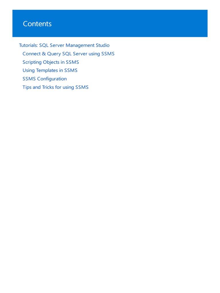 Sql Server Management Studio Ssms Tutorial Microsoft Docs Pdf