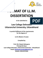 Format of Ll.M. Dissertation: Law College Dehradun Uttaranchal University, Uttarakhand