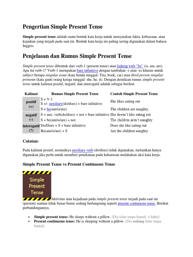 Pengertian Simple Present Tense Pengertian Simple Present Tense
