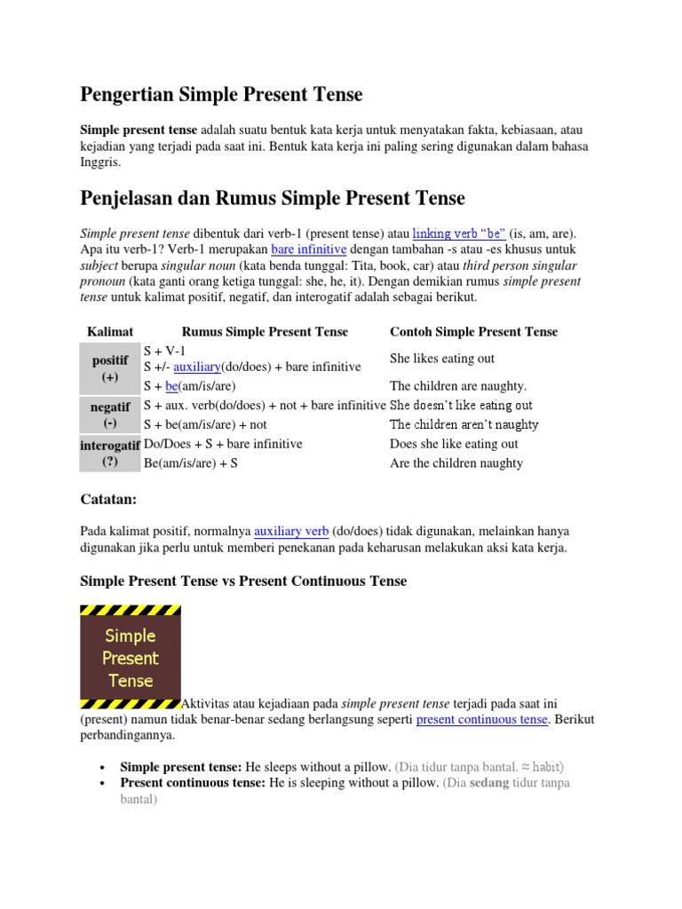 Pengertian Simple Present Tense