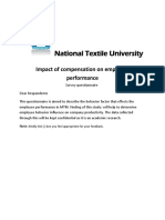 National Textile University: Impact of Compensation On Employee Performance