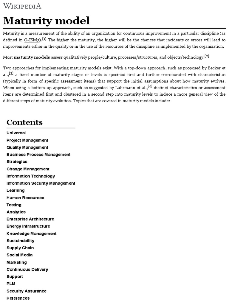 Maturity Model - Wikipedia | PDF | Quality Management | Project Management