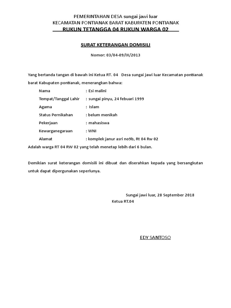 Download 60+ Contoh Surat Surat Domisili Terbaik Gratis