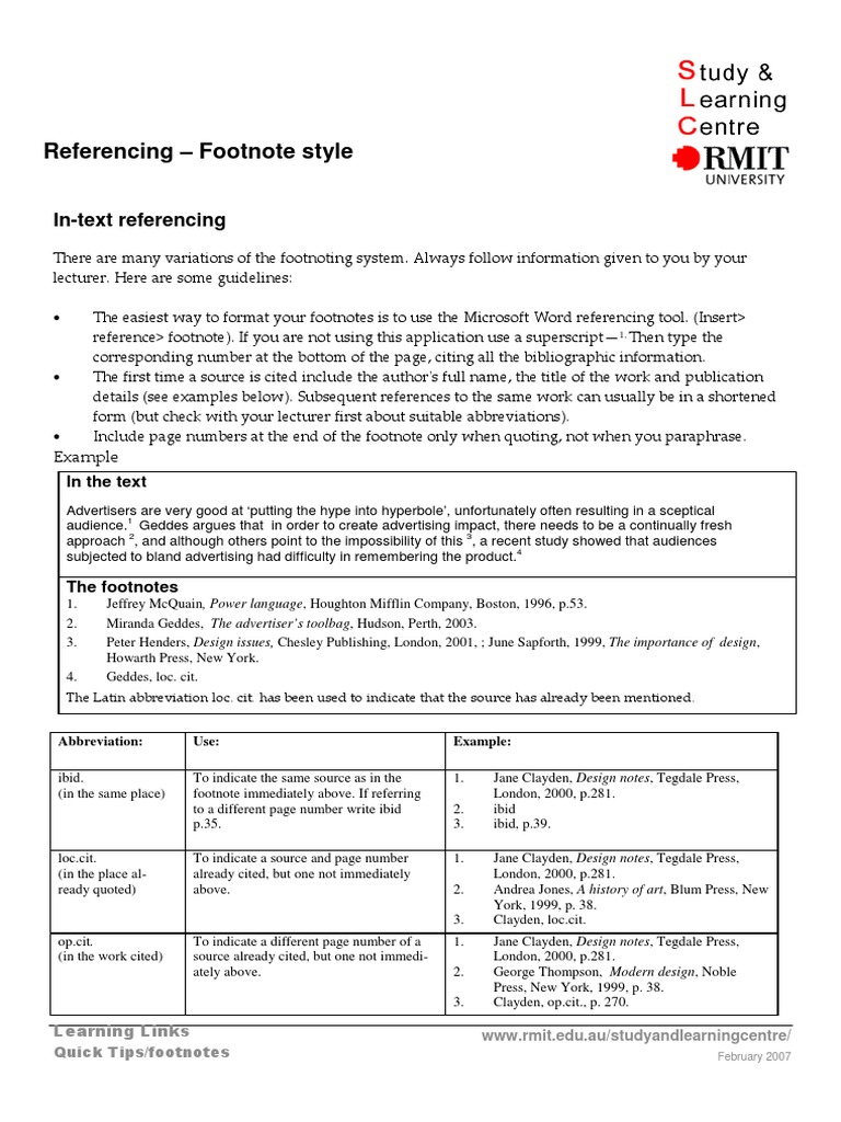 Referencing Footnote PDF | PDF