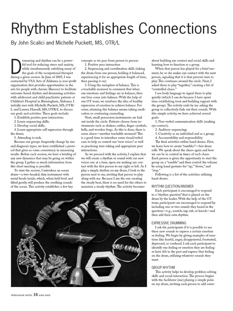 Drumming for Social Skills Therapy | PDF | Rhythm | Feeling