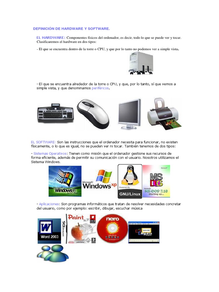 Definición de Hardware y Software PDF