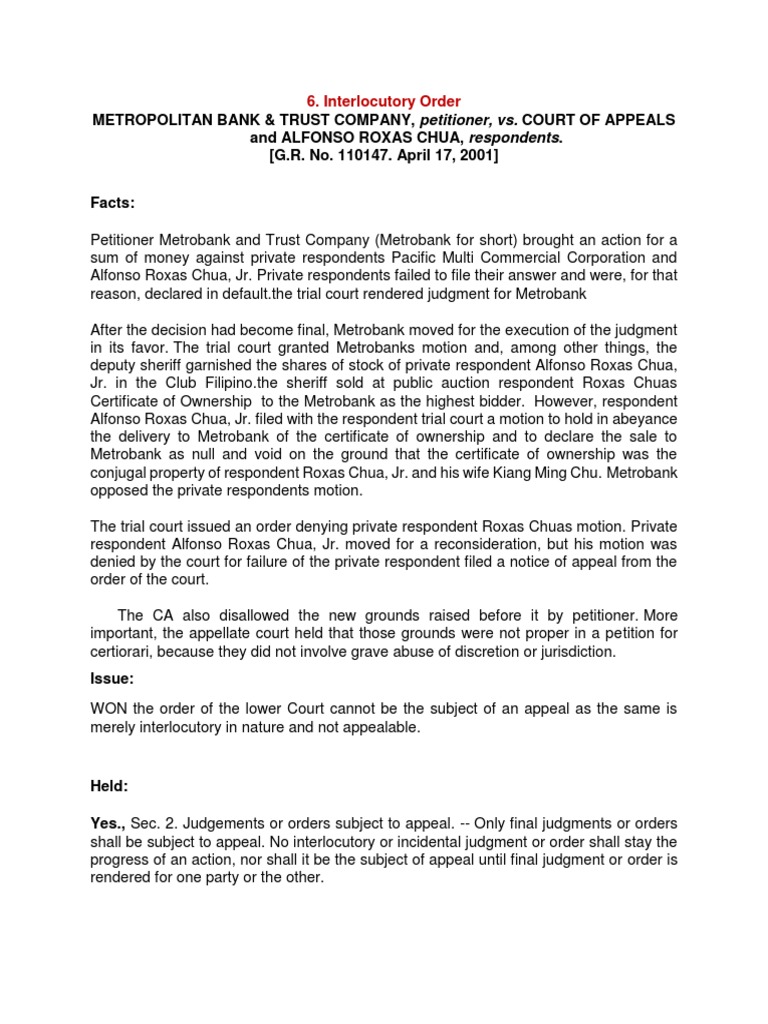 Interlocutory Order and Remedy Against Judgement PDF Judgment (Law