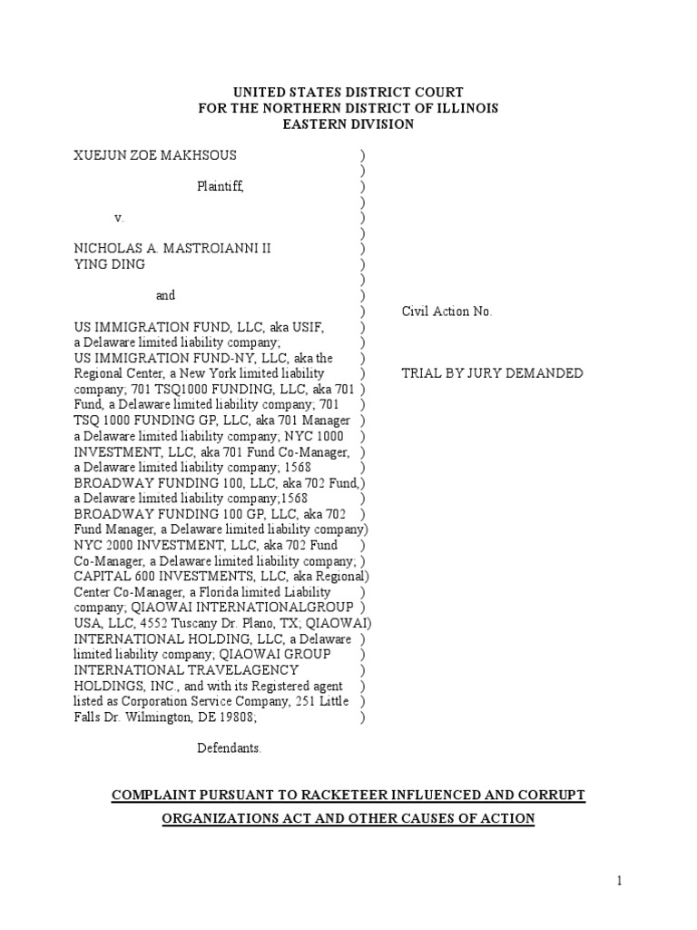 RICO Complaint Against EB-5 Fund Managers | PDF | Securities Act Of ...