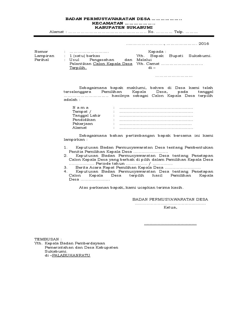Contoh Surat Berita Acara Pemilihan Kepala Desa Vonn Info