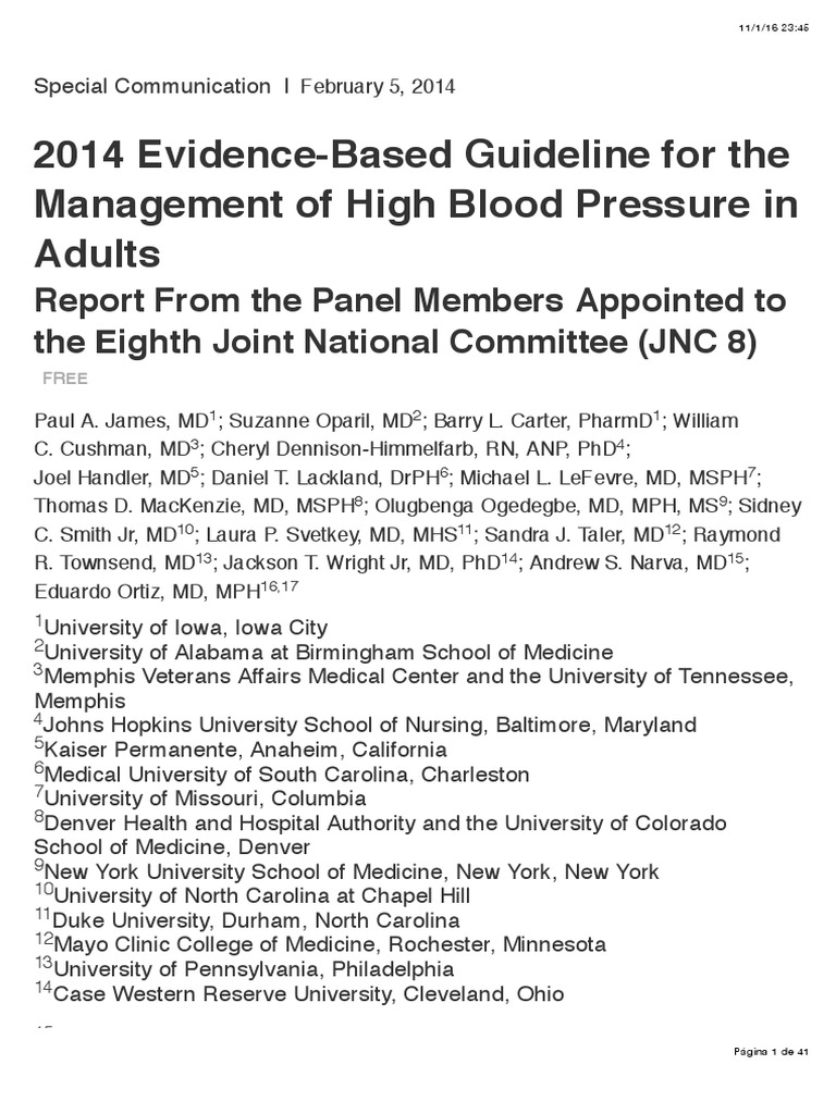 2014 Evidence-Based Guideline For The Management of High Blood Pressure ...